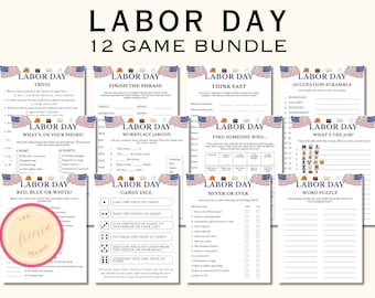 Labor Day Game Bundle - Printable Labor Day Party Games & Activity - American Trivia - Patriotic Party Games Bundle - Instant Download - F1P