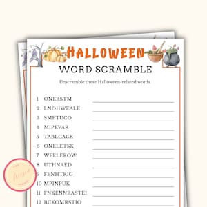 Halloween Word Scramble - Printable Halloween Party Game - Party Icebreaker Game - Family Game Night - Office Halloween Ideas - KL098