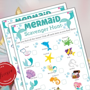 Mermaid Treasure Hunt - Printable Birthday Party Games for Kids - Under the Sea Themed Mermaid Party - Scavenger Hunt - Digital Download