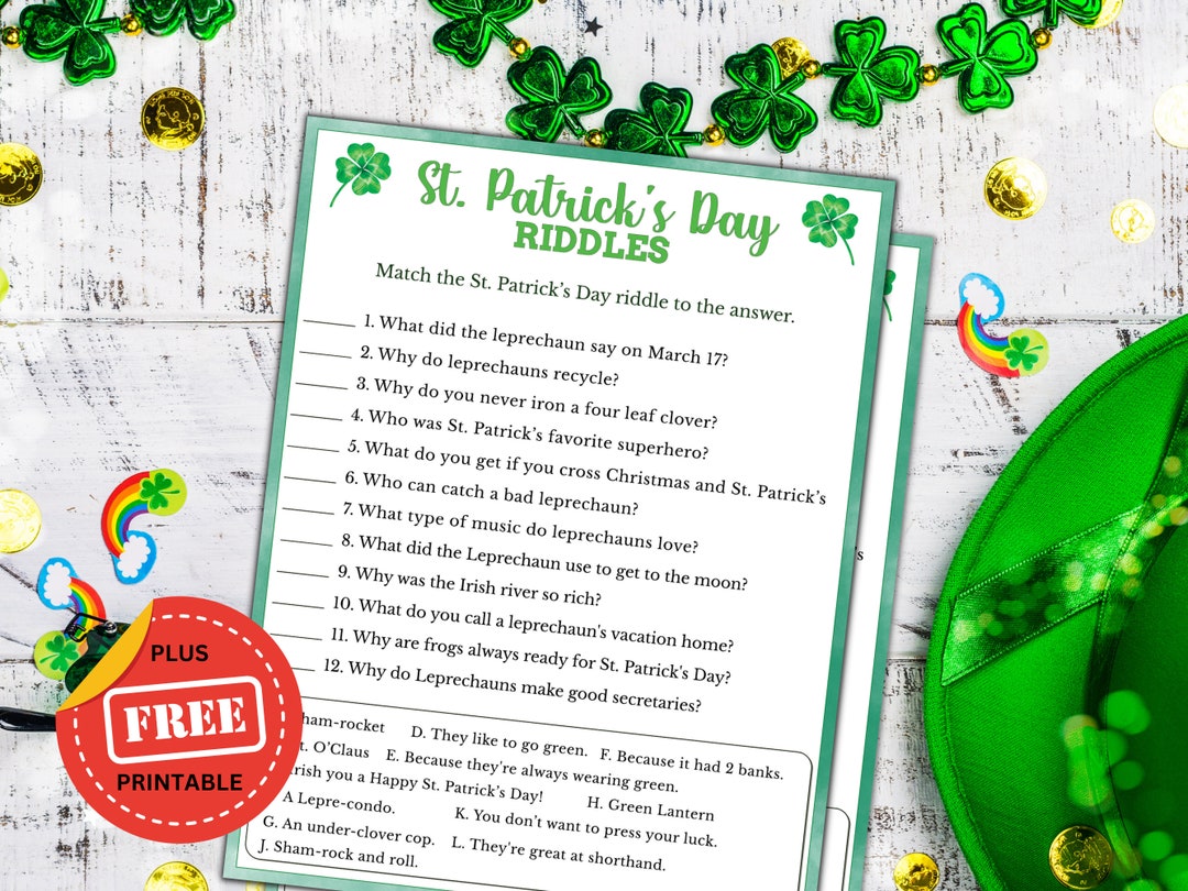 St Patrick's Day Riddle Game for Kids and Adults - Printable St Paddy's ...