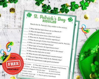 St Patrick's Day Riddle Game for Kids and Adults - Printable St Paddy's Day Party Game - Digital Download Activity