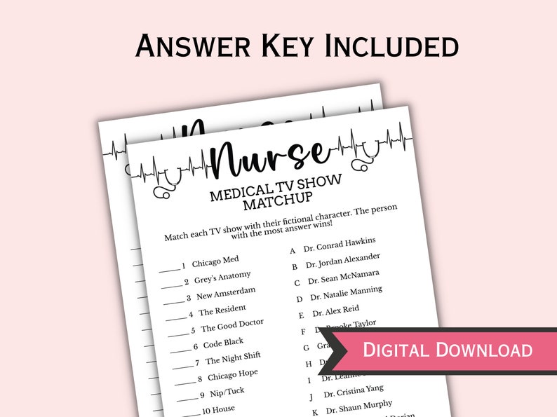 12 Printable Nurse Theme Party Games Nurse Graduation Game - Etsy