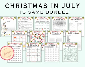 13 Kerstmis in juli-spelbundel - Afdrukbare Kerstmis in juli-spellen voor kinderen en volwassenen - Tropische kerstspellen - Instant Download - MC1