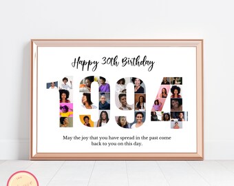 Editable Custom 30th Birthday Gift - Photo Collage - 30th anniversary - Born in 1994 - Personalized,Custom Picture Board - GH67