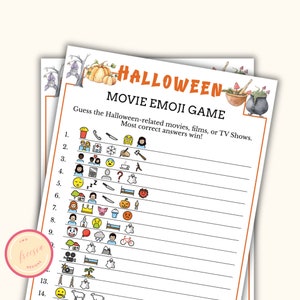 Halloween Movie Emoji Game - Printable Halloween Party Game for Teens and Adults - Icebreaker Activity & Spooky Party Game - Office - KL098