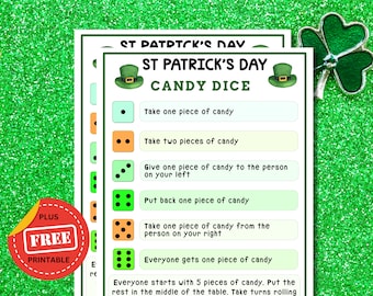St. Patrick's Day Candy Dice Game for Kids - Printable St Paddy's Day Party Activity for Home or Classroom Party - Digital Download