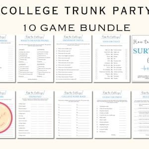 10 Printable College Trunk Party Games - College Going Away Party Games - College Send Off and Farewell Party Games - KD907