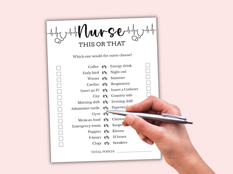 6 Printable Nurse Theme Party Games Nurse Graduation Game Etsy