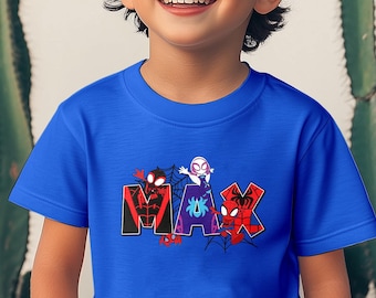 Personalized Spider Hero And His Friends T-Shirt, Custom Name Junior Hero Theme Kid Shirt, Hero Party Theme Tee, Spider Birthday Gift RE