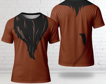Camiseta de disfraz de león 3D, camiseta de cosplay con cicatriz de león, camiseta del reino animal, regalo para un amigo, disfraz de Halloween para grupo familiar.