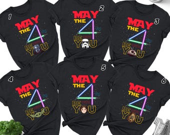 May The 4th Be With You Charactes Funny Shirt, May The Fourth Be With You Matching Shirt, Star Day Shirt, Family Trip Outfit