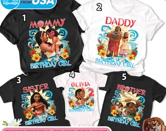 Personalized Island Themed Animated Birthday Shirt, Oceanic Story Birthday Girl Shirt, Birthday Squad Shirt, Family Birthday Matching Shirt