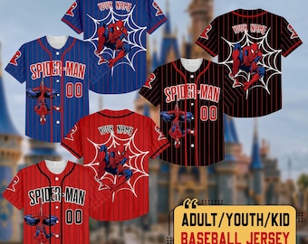 Personalize Spiderman Collection Baseball Jersey, Custom Kid Youth Adult Disney Jersey Spider Man Jersey, Marvel Spiderman Lover Gift
