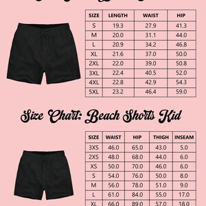 a pair of shorts with measurements for each pair
