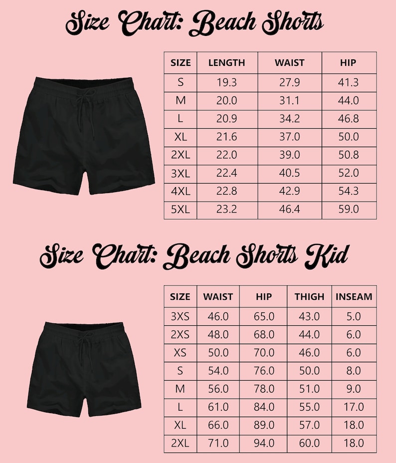 a pair of shorts with measurements for each pair