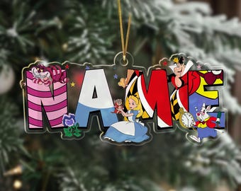 Personalized Alice In The Wonderland Christmas Ornament, Alice Family Customized 2024 Christmas Tree Decor, Fairy Xmas Gift For Kid