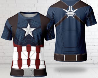 Captain 3D Unisex T-Shirt, Halloween Costume For Family Group T Shirt, American Superhero Halloween Cosplay, Superhero Men Suit