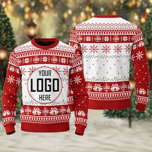 Custom Your Logo Ugly Christmas Sweater, Personalized Company  Logo Christmas Sweatshirt, Custom Photo Image Xmas Gift For Men Women Kid