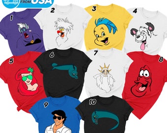 Little Princess Mermaid Shirts, Mermaid Family Costume Face Matching Shirts, Princess Mermaid And Friend Halloween Costume Group Tee