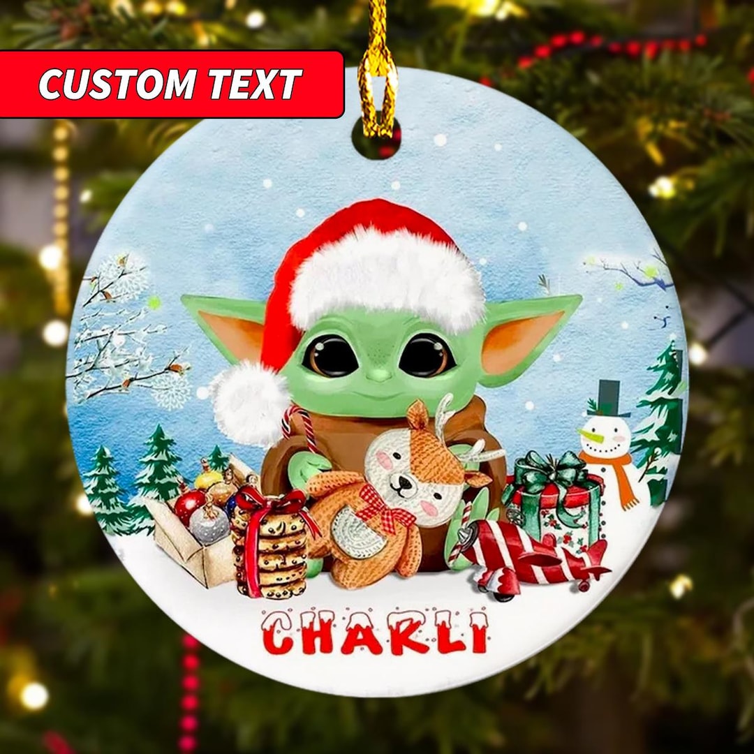 Personalized Baby Yoda Christmas Ornament, Star Wars Xmas Holiday ...