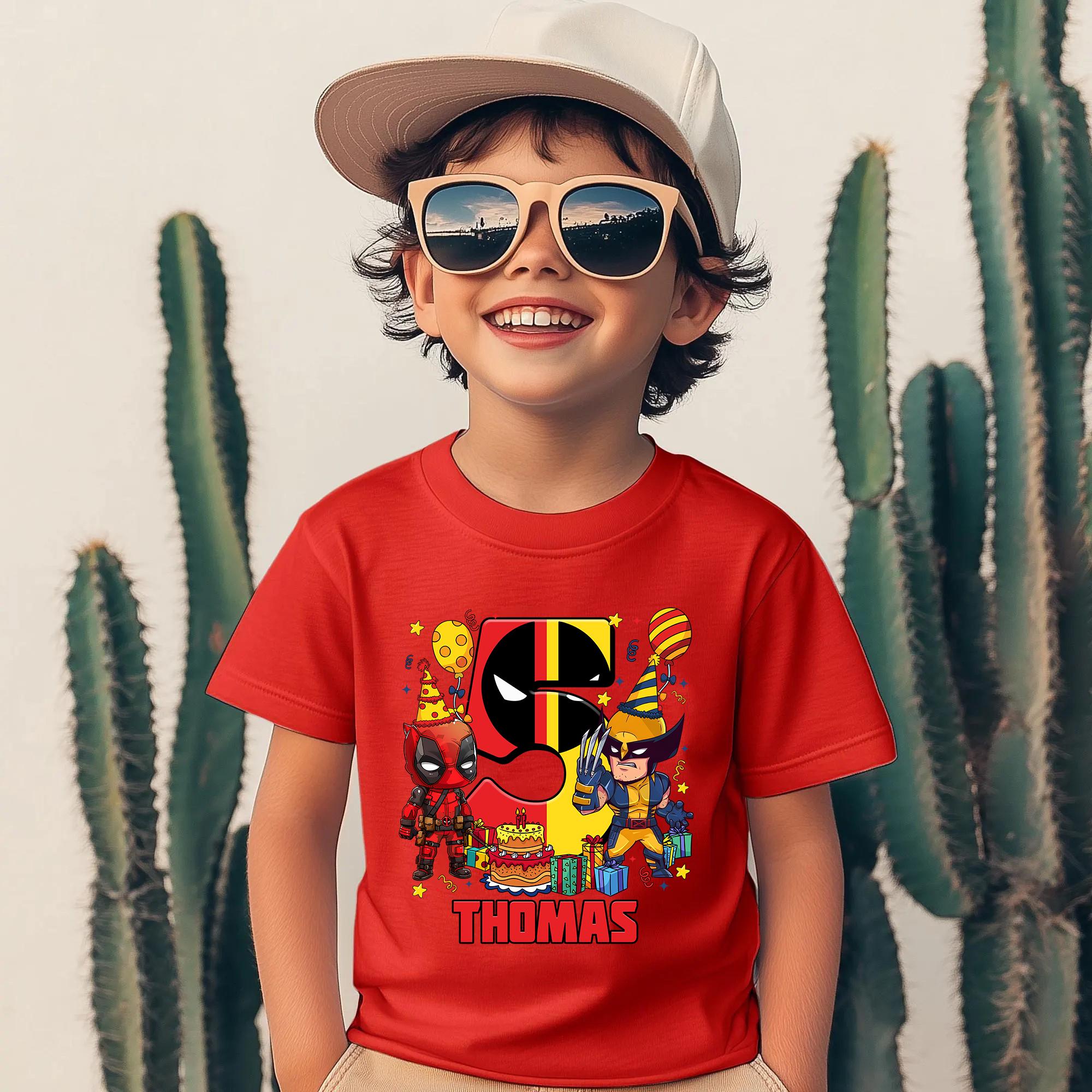 Custom Deadpool Name T-Shirt – Personalised Birthday Gift For Boys – 100% Cotton