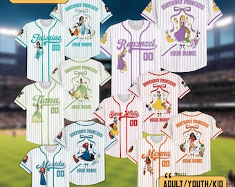 Personalized Disney Princess Birthday Girl Baseball Jersey, Anna Elsa Frozen Baseball Jersey, Belle Cinderella Shirt, Disney Birthday Gift