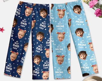 Custom Face Pajama Pants, Personalized Photo Portrait Pjs Pants Gift for Dad Mom, Best Dad Ever Pajama Pants Gift, Gift For Grandpa