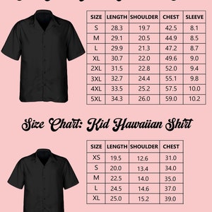 a shirt size chart for a hawaiian shirt