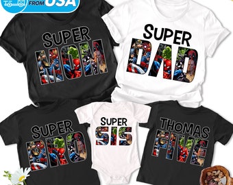 Custom Superhero Birthday Party Matching Family T-Shirt, Super Hero Team Family Shirt, Heroes Universe Shirt, Super Family Vacation Shirt RE