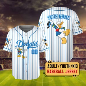 Personalize Disney Mickey & Friends Cute Striped White, Custom Disneyland Baseball Team, Mickey Mouse Birthday Tee, Gift for Disney Fans zdjęcie 5