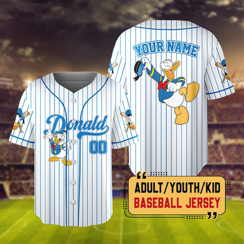 Personalize Disney Mickey & Friends Cute Striped White, Custom Disneyland Baseball Team, Mickey Mouse Birthday Tee, Gift for Disney Fans zdjęcie 5