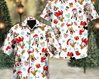Mickey Mouse And Friends Christmas Hawaiian Shirt, Mickey's Very Merry Christmas Party Button Shirt, Mickey Candy Xmas Holiday Hawaii Shirt