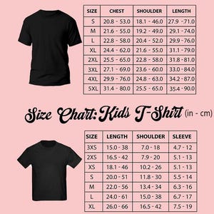 a t - shirt size chart with measurements and measurements