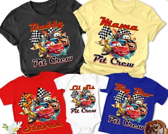 Personalized Car Cartoon Characters Birthday T-Shirt, Custom Cars Racing Movie Matching Family Birthday Shirts, Car Theme Kid Toddler Tee RE