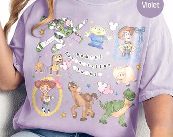 Retro Coquette Disney Toy Story You've Got A Friend In Me Shirt, Toy Story Characters Tee, Disneyland Trip Shirt, Family Matching Hoodie