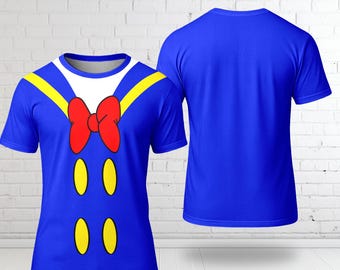 Donald Duck Costume T-Shirt, Mickey And Friend Cosplay Costume Tee, Halloween All Over Print 3D Shirt, Donald Duck Character Cosplay 3D Tee