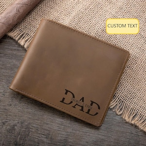 Personalized Engraved Leather Wallet for Dad, Father's Day Gift, Custom Dad Wallet, Dad Christmas Gits, Gifts from Daughter Son