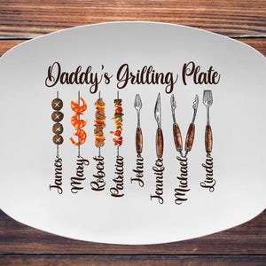 Personalized Daddy&#39;s Grilling Platter, Custom Grilling Plate Gift For Father&#39;s Day, Grill Master, BBQ Gifts, Dad Gift From Daughter Son