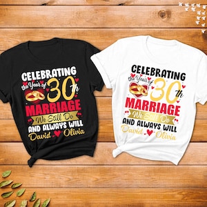 Personalized Celebrating Marriage Couple Shirt, Honey Moon Shirt, Husband Wife Shirt, Marriage Anniversary Shirt, Wedding Anniversary Shirt