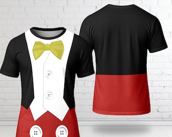 Mickey Tuxedo All Over Print Shirt, Mickey Mouse Cosplay Costume Tee, Halloween Mickey Tuxedo 3D T-shirt, Cartoon Character Costume Tee