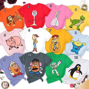 Custom Toy Adventure Movie Characters Group Matching T-Shirt, Toy Cowboy Dinosaur And Friends Shirt, Toy Movie Shirts, Gift For Friends RE