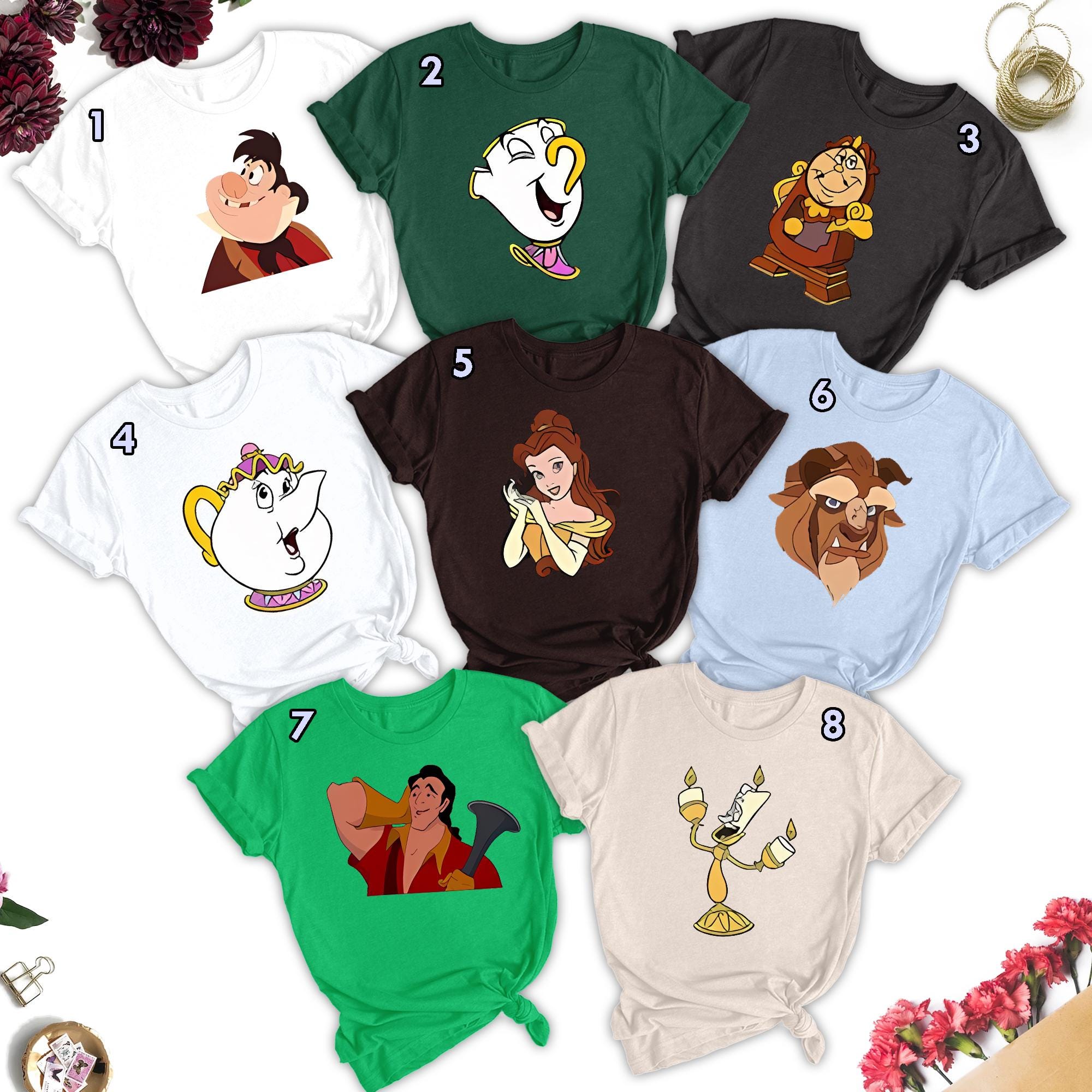 Beauty And The Beast Characters Shirt, Beauty And The Beast Family Matching T-Shirt, Belle Princess Group Tee, Halloween Gift