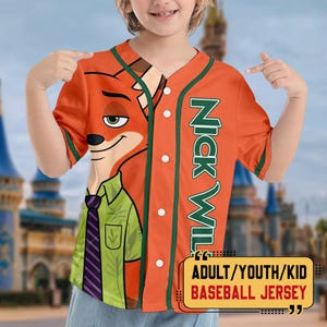 Personalized Wdw Zootopia Characters Baseball Jersey, Custom Judy Hopps Nick Wilde Jerseys, Zootopia Baseball Team Outfit, Wdw Shirts image 2