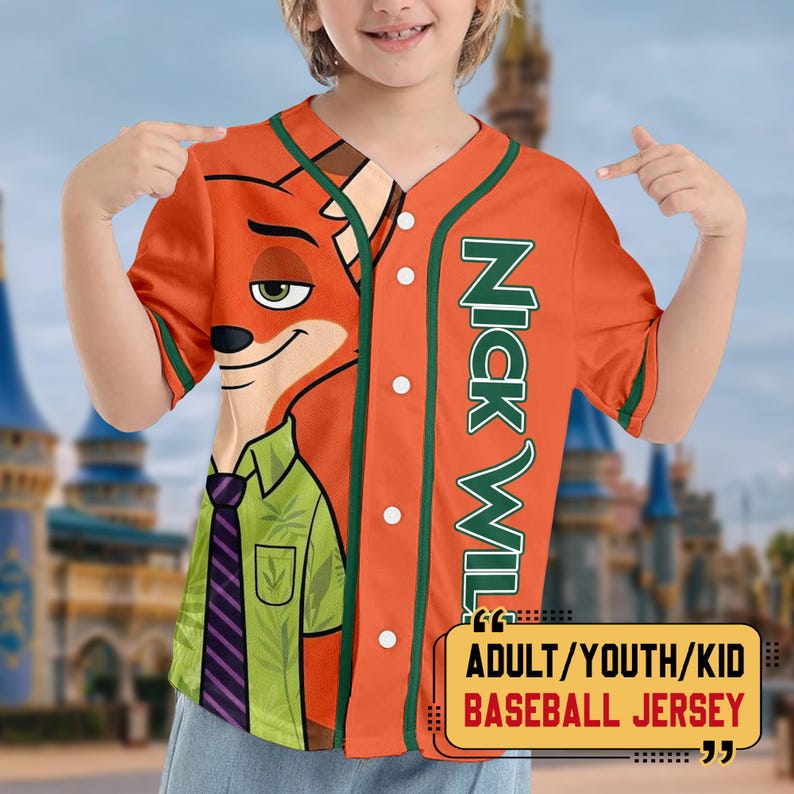 Personalized Wdw Zootopia Characters Baseball Jersey, Custom Judy Hopps Nick Wilde Jerseys, Zootopia Baseball Team Outfit, Wdw Shirts image 2