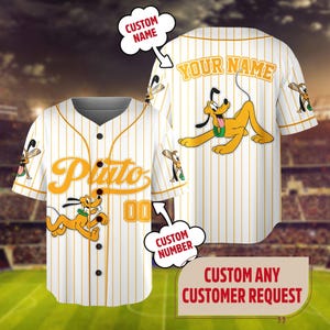 Personalize Disney Mickey & Friends Cute Striped White, Custom Disneyland Baseball Team, Mickey Mouse Birthday Tee, Gift for Disney Fans zdjęcie 7