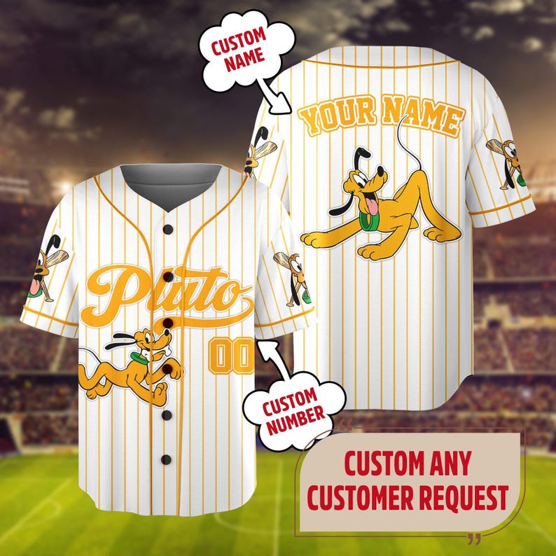 Personalize Disney Mickey & Friends Cute Striped White, Custom Disneyland Baseball Team, Mickey Mouse Birthday Tee, Gift for Disney Fans zdjęcie 7