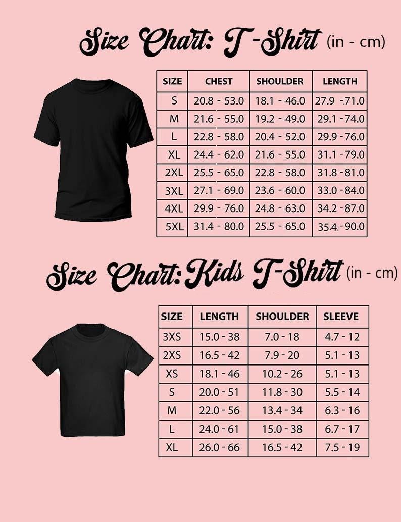 a t - shirt size chart with measurements and measurements