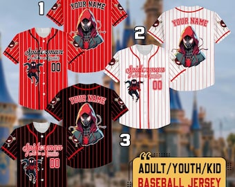 Personalized Wdw Spiderman Spiderverse Miles Morales Simple Baseball Jersey, Custom Spidey Jersey, Gifts For Spider Fan, Birthday Gifts