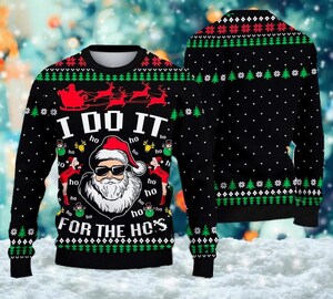 Pull De Noël Homme Moche - Motif Père Noël Imprimé, Col Rond, Manches Longues, Tricot Doux Et Chaud Pour Les Fêtes
