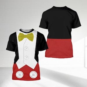 Mickey Tuxedo All Over Print Shirt, Mickey Mouse Cosplay Costume Tee, Halloween Mickey Tuxedo 3D T-shirt, Cartoon Character Costume Tee